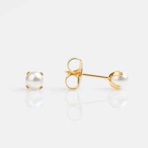 Studex Gold TIFF. 4mm White Pearl Piercing Earrings