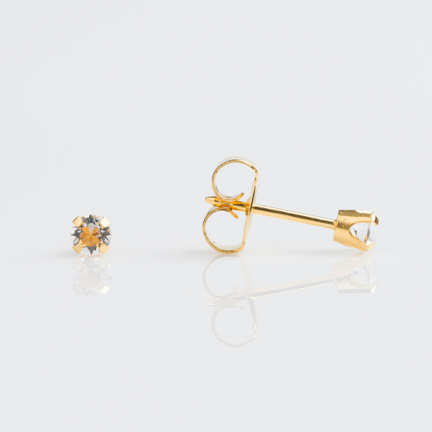 7509-3104 – Studex Gold TIFF. 3mm April Crystal Piercing Earrings
