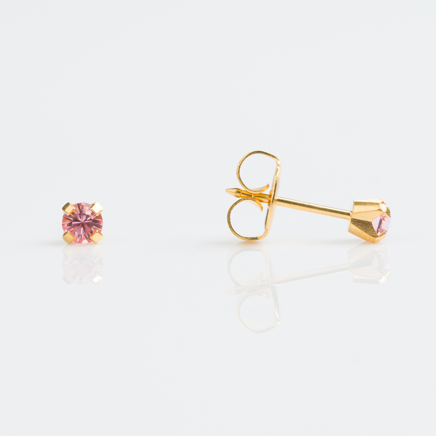 7511-0140 – Studex Gold Plated Tiff. 3mm Light Rose Piercing Earrings