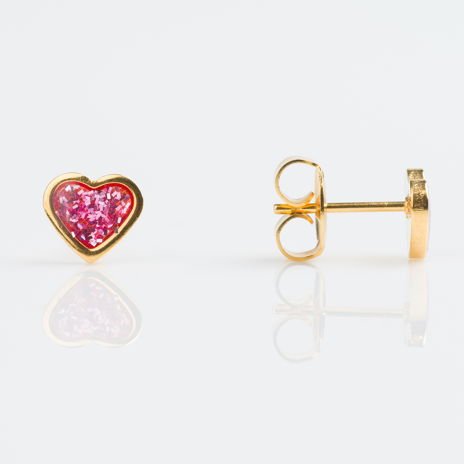 7523-3565 – Studex Sensitive Gold Plated Pink Glitter Heart Earrings
