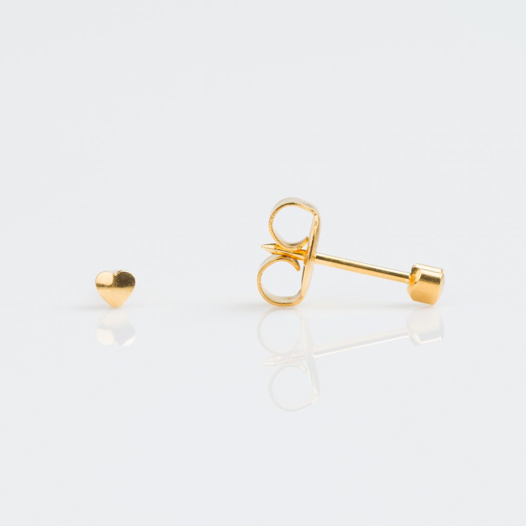 Studex Gold Plated 3mm Heart Piercing Earrings