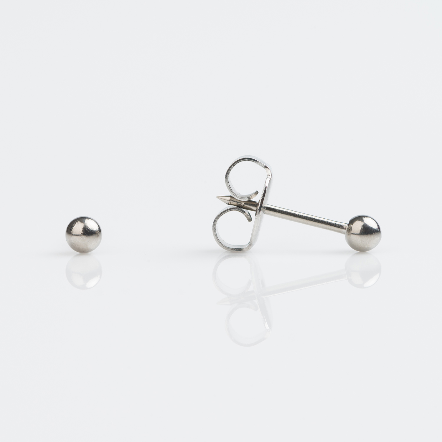 7533-0300 – Studex Polished Titanium 3mm Ball Piercing Earrings