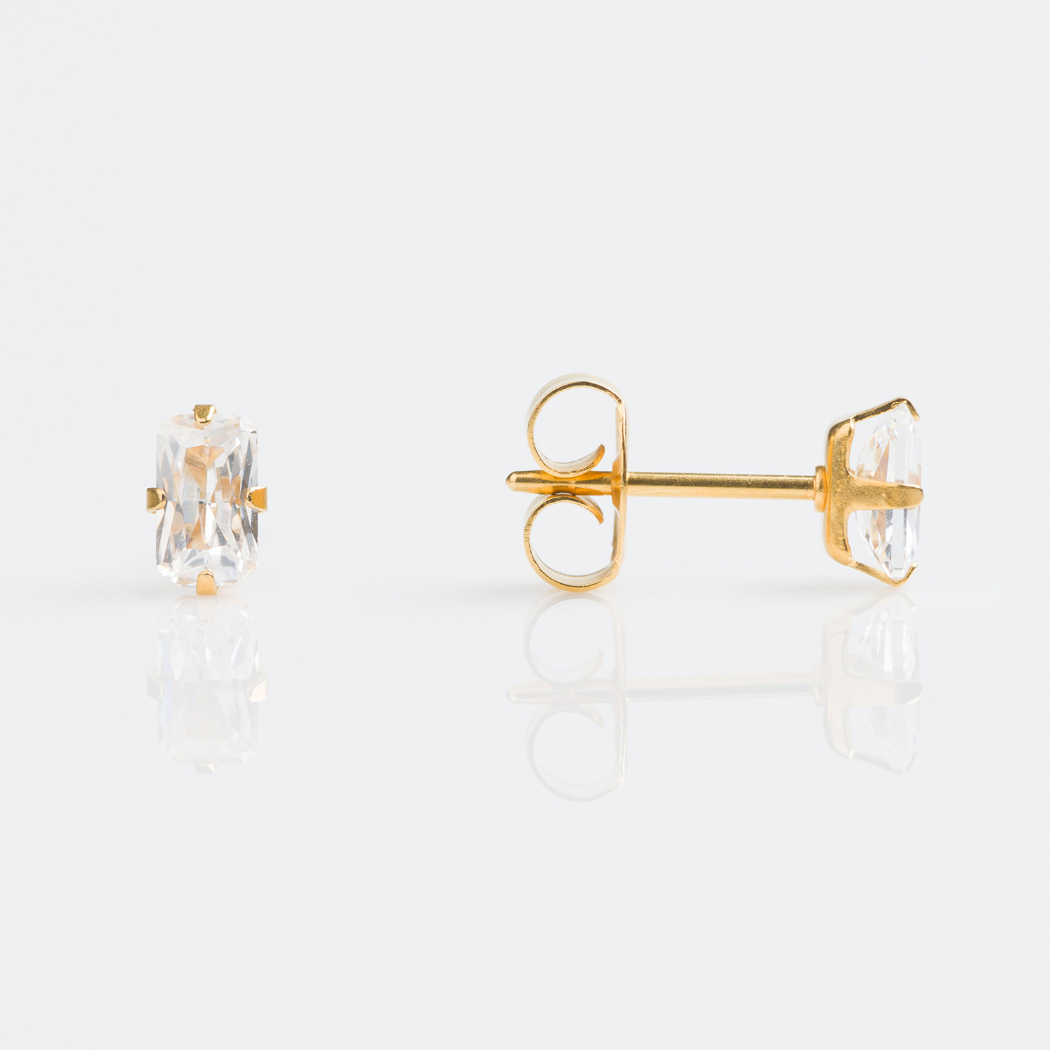 Studex Gold Plated 5X3mm Cubic Zirconia Earrings
