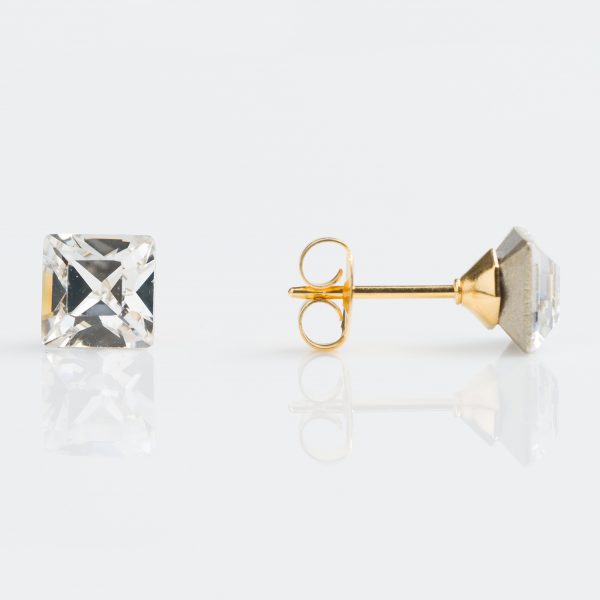 Gold Plated 6mm Crystal Square 1
