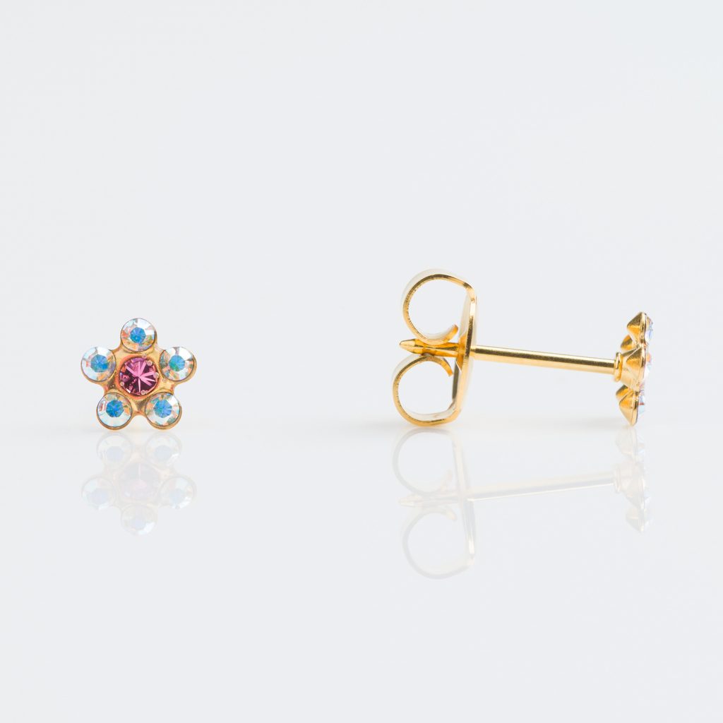 Studex Sensitive Gold Plated Daisy Ab Crystal-Rose Stud Earring