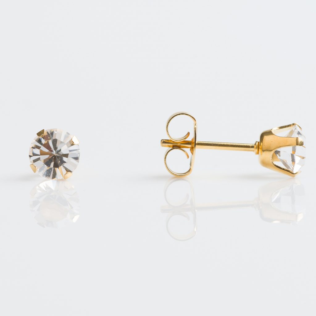 Studex Sensitive Gold Plated TIFF. 5mm April Crystal Earrings