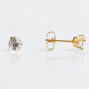 Studex Sensitive Gold Plated TIFF. 5mm April Crystal Earrings