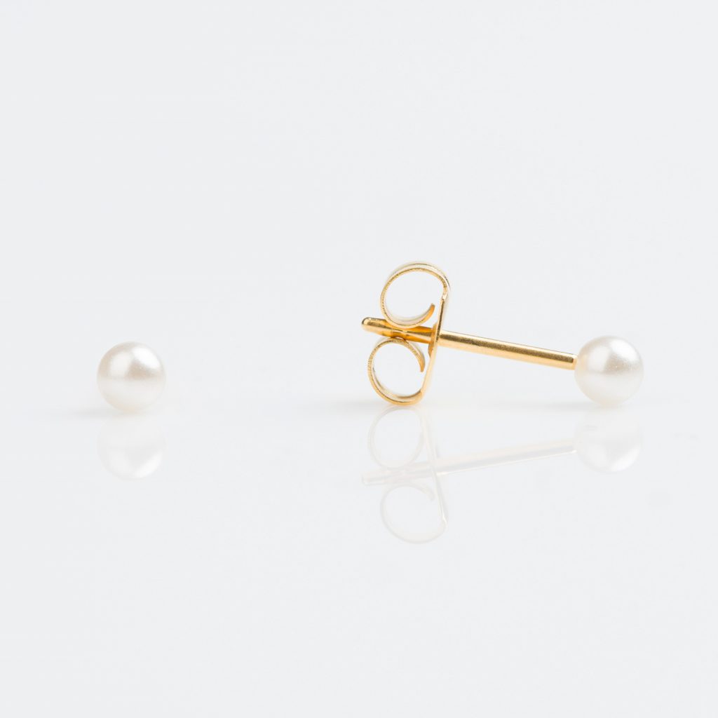 Studex Gold Plated 3mm White Pearl Earrings