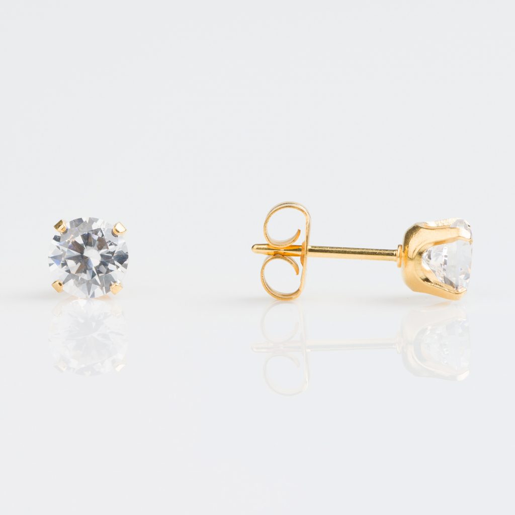 Studex Gold Plated TIFF. 5mm Cubic Zirconia Earrings