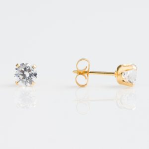Studex Gold Plated TIFF. 5mm Cubic Zirconia Earrings