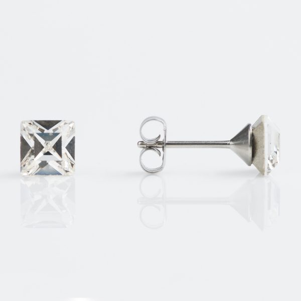 Stainless Steel 6mm Crystal Square 1