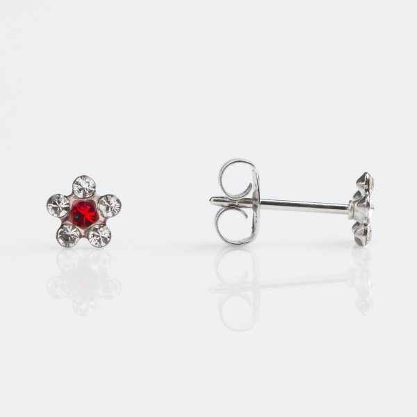 Stainless Steel Daisy Crystal – Ruby 1