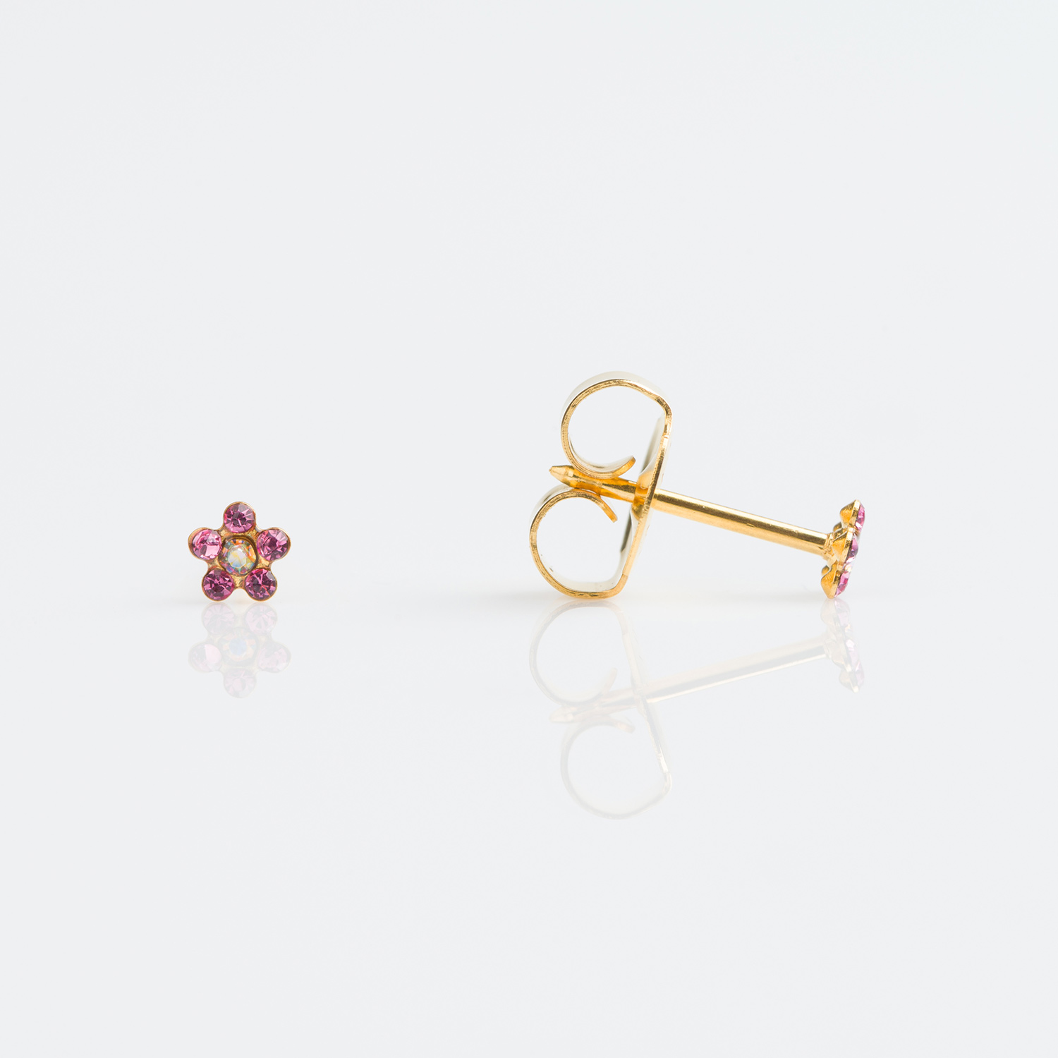7581-6015 – Studex Gold Plated Baby Daisy Rose-Ab Crystal Short Post Piercing Earrings