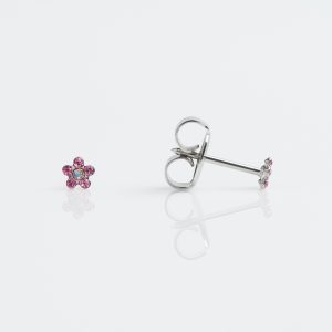 Studex Stainless Baby Daisy October Rose Ab Crystal Short Post Piercing Earrings