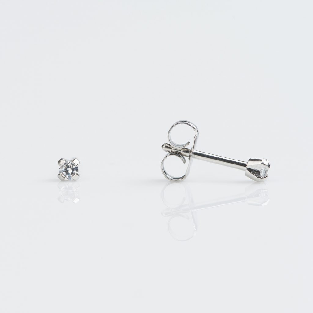 Tiny Tips Stainless Tiff. 2mm Cubic Zirconia