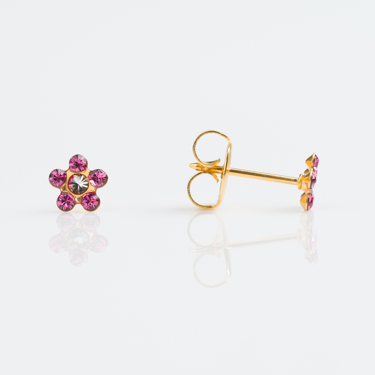 7518-6104 – Studex Gold Stone Daisy Rose Crystal Piercing Earrings