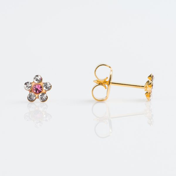 Studex Sensitive Gold Plated Daisy Crystal Rose Stud Earring