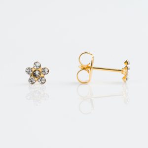Studex Sensitive Gold Plated Daisy April Crystal Stud Earrings Made In Usa