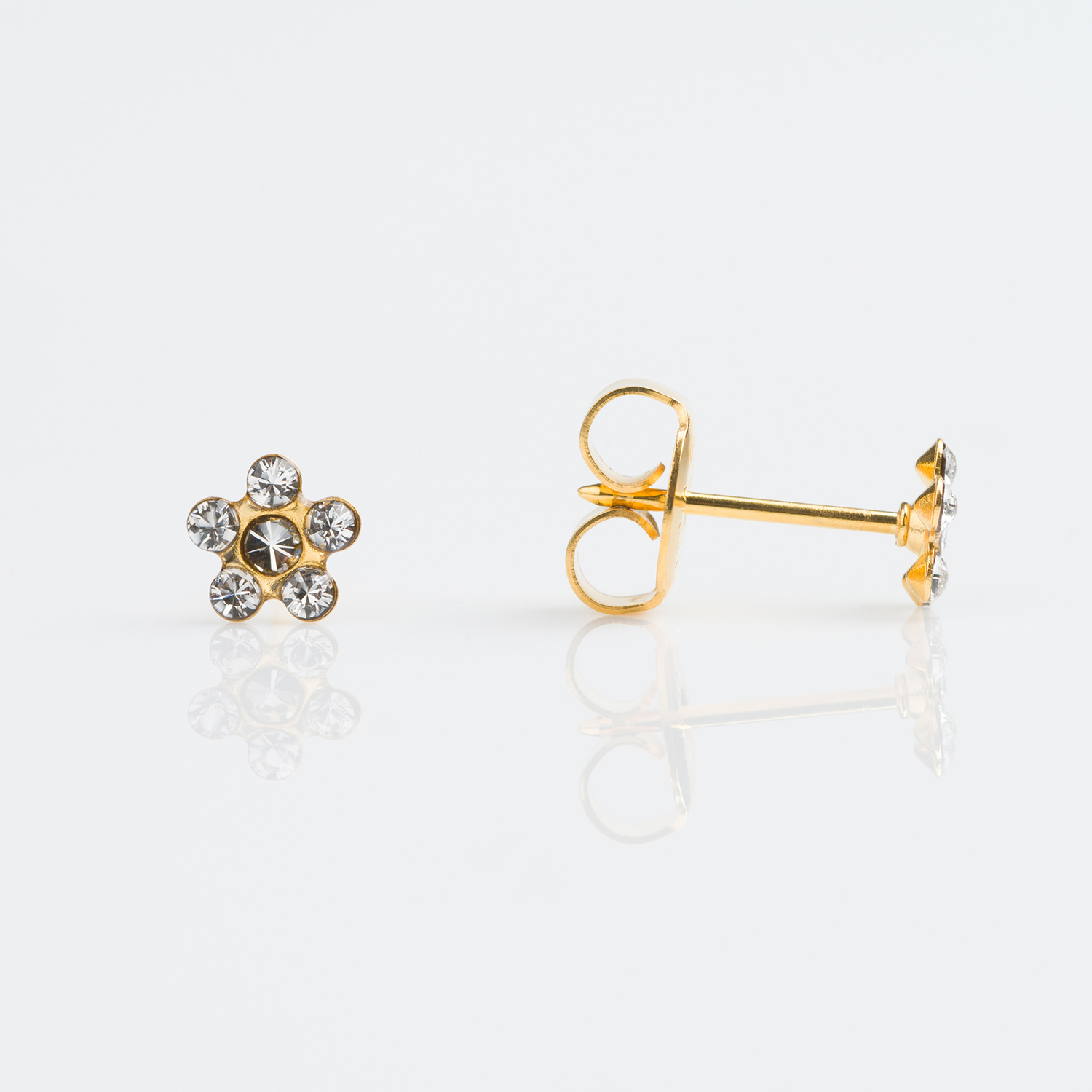 S6004STX – Studex Sensitive Gold Plated Daisy April Crystal Stud Earrings Made In Usa