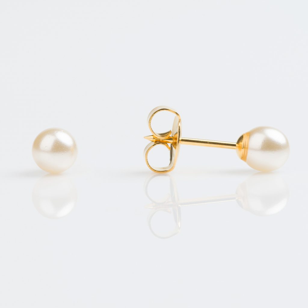Hypoallergenic Sensitive Studex Gold Plated 5mm White Pearl Stud