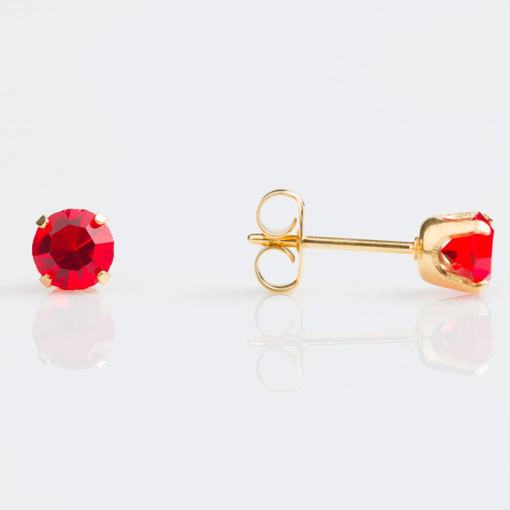 Studex Sensitive Gold Plated Tiff. 5mm July Ruby Stud Earrings