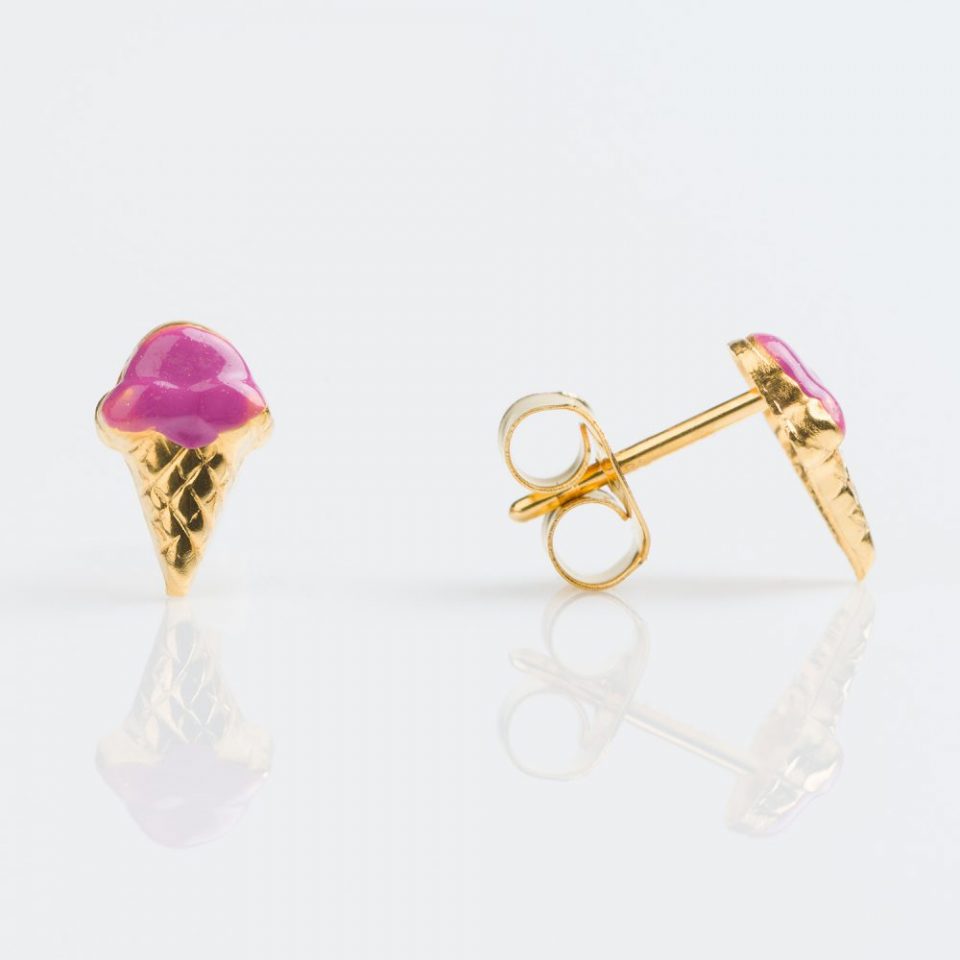 Studex Sensitive Gold Plated Purple Ice Cream Earrings **Limited Edition**