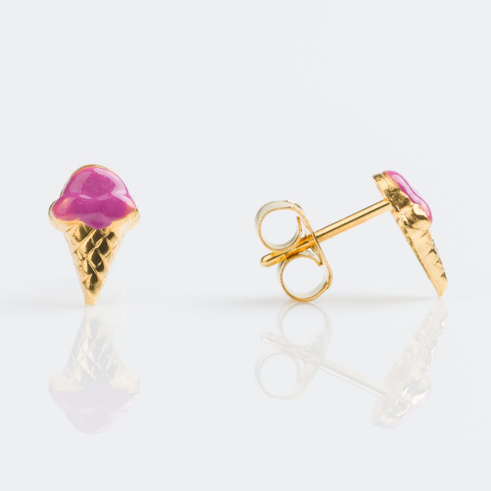 Studex Sensitive Gold Plated Purple Ice Cream Earrings **Limited Edition**