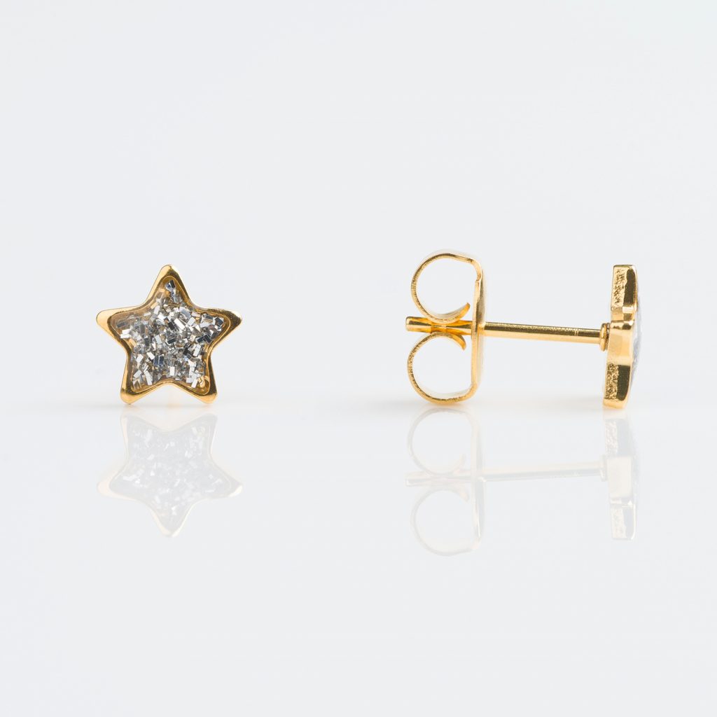 Studex Sensitive Gold Plated Clear Glitter Star Stud Earrings