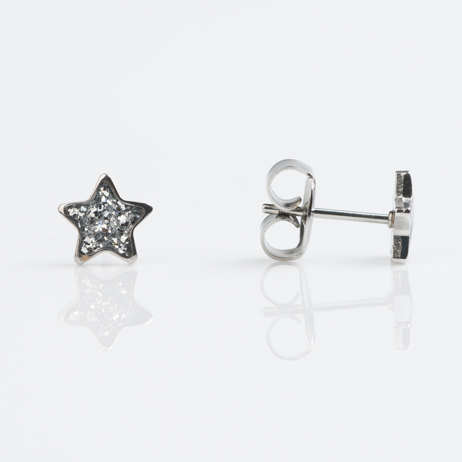 S3544WSTX – Studex Sensitive Stainless Clear Glitter Star Earrings