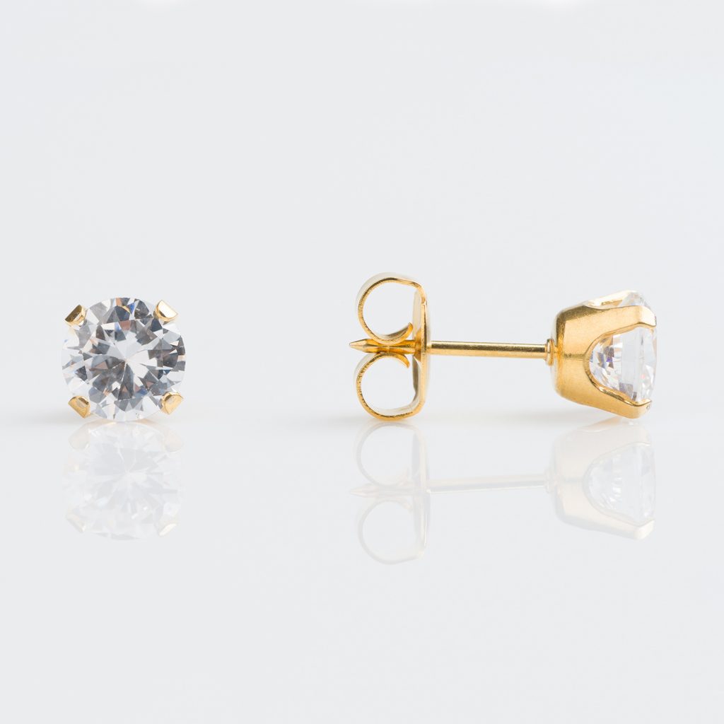 Studex Sensitive Gold Plated Tiff. 6mm Cubic Zirconia Earrings