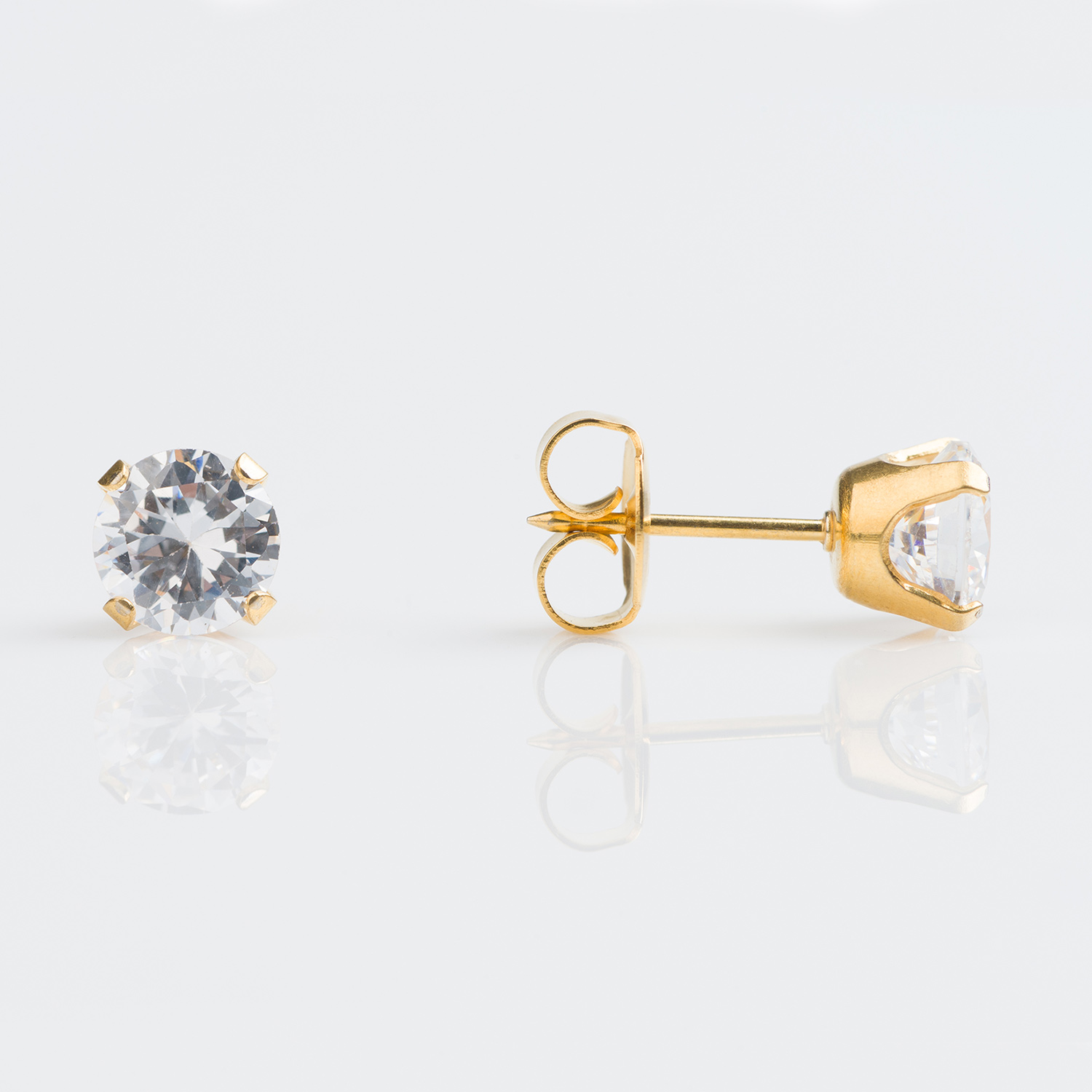 S6100STX – Studex Sensitive Gold Plated Tiff. 6mm Cubic Zirconia Earrings