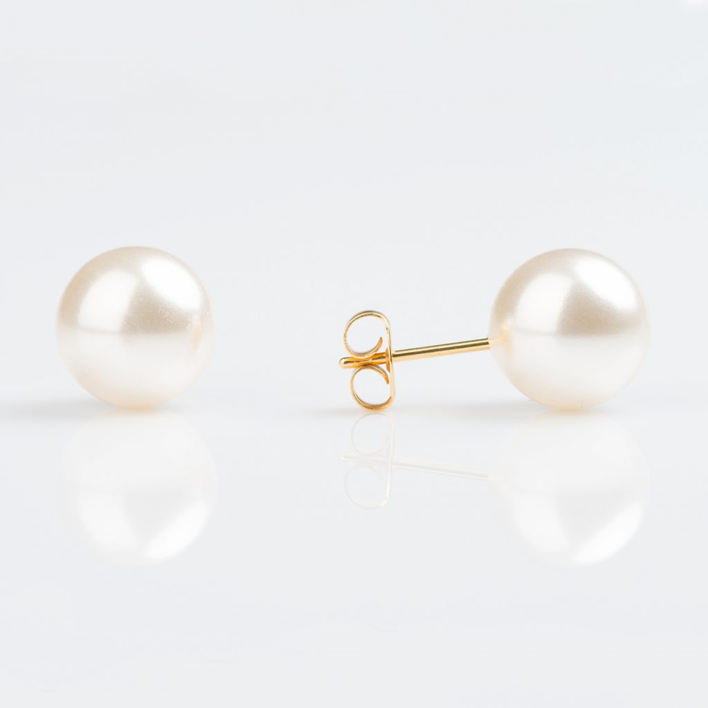 Sensitive Gold Plated 10mm White Pearl Stud