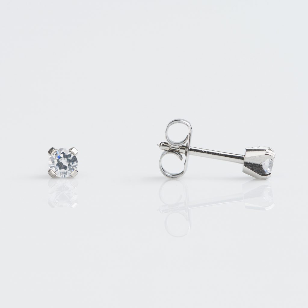 Studex Tiny Tips 3mm Cubic Zirconia Stainless Stud Earrings