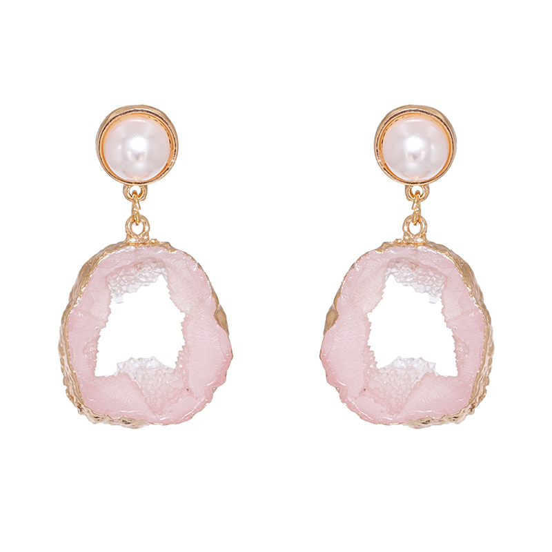 YK Beauty Quartz crystal Pink Earrings