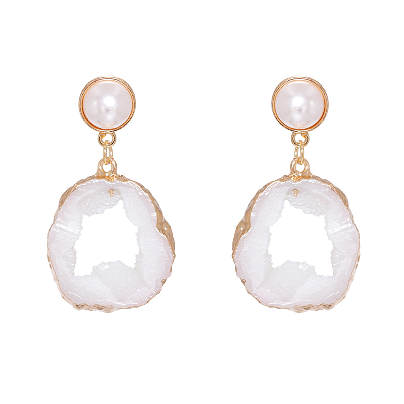 YK Beauty Quartz Crystal White Earrings