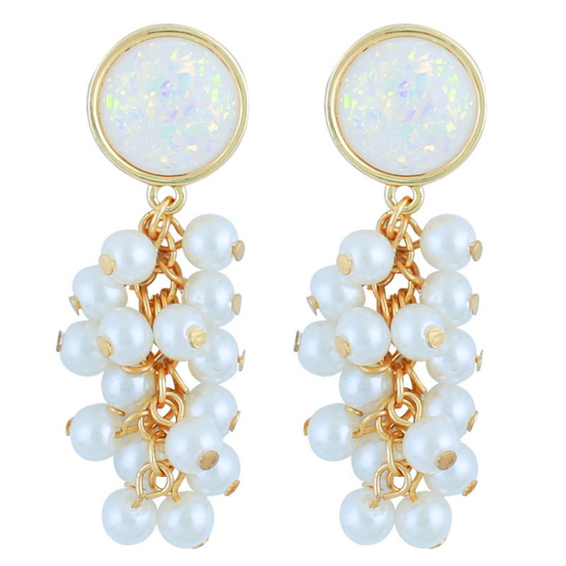 YK Beauty Gold Pearl Grape Dangle Earrings