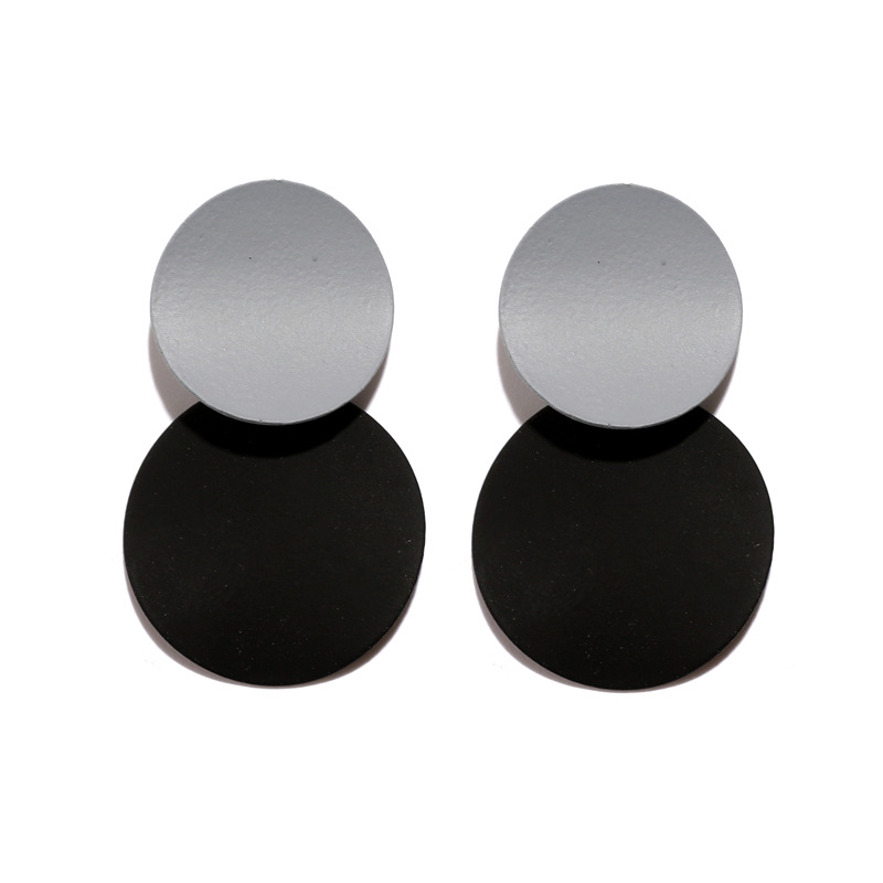 YK Beauty Two Disc Black and grey Earrings