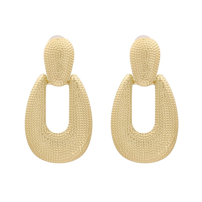 YK Beauty Matte Gold Oval Hoop Earrings