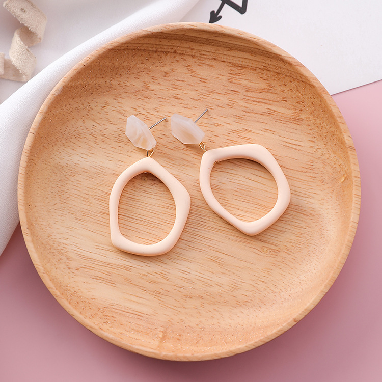 YK Beauty Gold Plated Pastle Beige Earrings