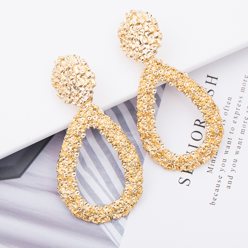 YK Beauty Gold Plated Hollow oval Hoop Earrings
