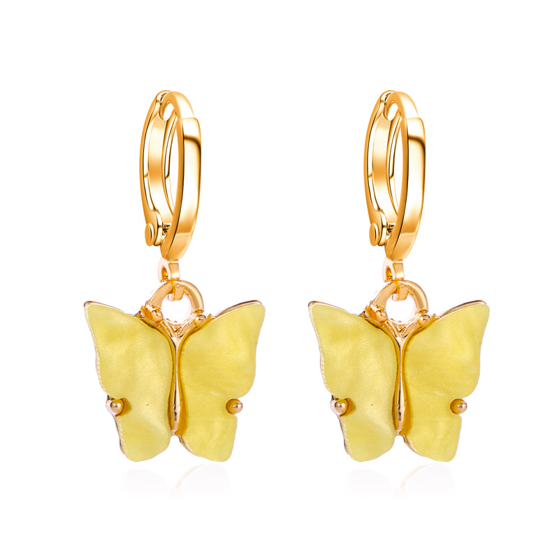 YK Beauty Gold Plated Butterfly Acrylic Yellow Earrings