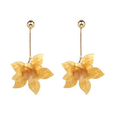 YK Beauty Acrylic flower drop Yellow 9.5cm Earrings