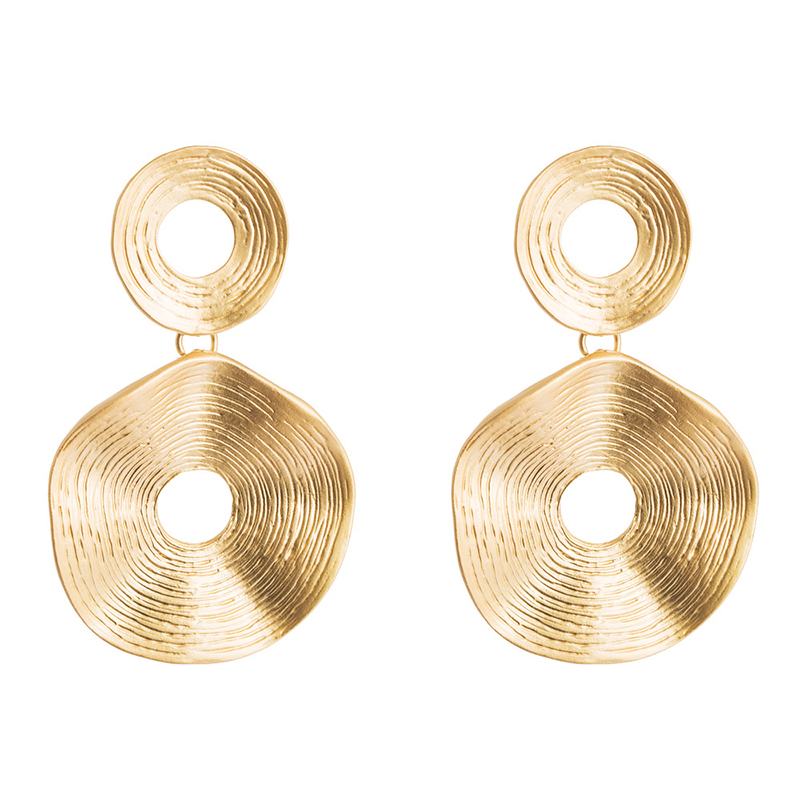 YK Beauty Gold Plated Large double round Earrings