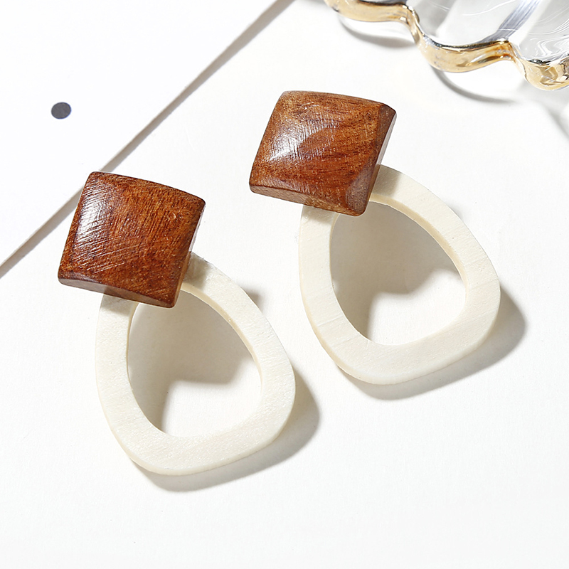 YK Beauty handmade African White Wood Earrings