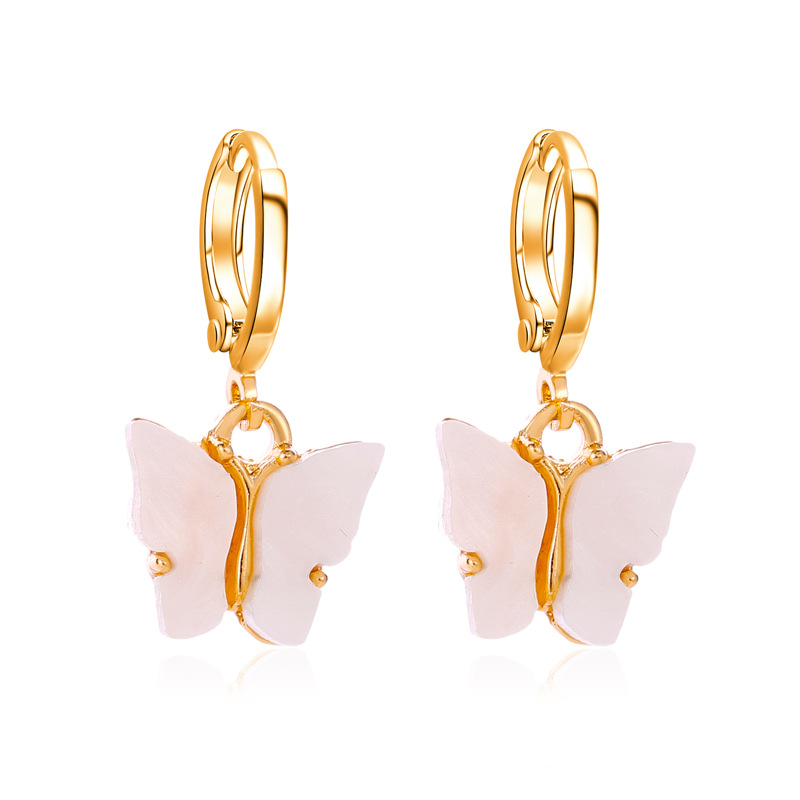 YK Beauty Gold Plated Butterfly Acrylic White Earrings