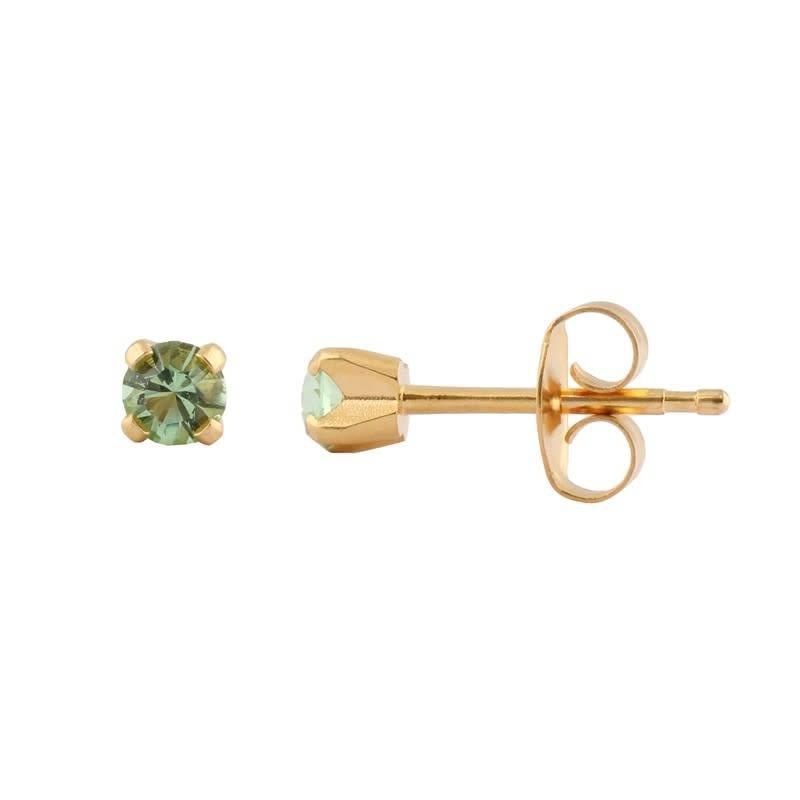 Studex Tiny Tips Gold Plated Tiff. 3mm August Peridot Stud Earring