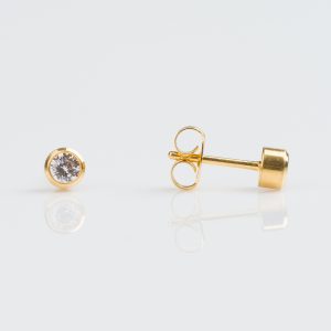 Studex Tiny Tips Gold Plated Bezel 3mm Cubic Zirconia Stud Earring
