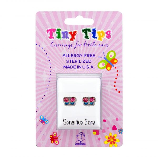 Tiny Tips Stainless 5mm Pink/Green Glitter Butterfly