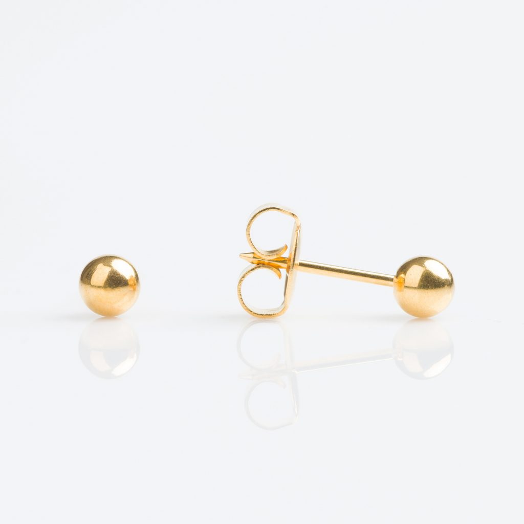 Tiny Tips Gold Plated 4mm Ball Stud Earring