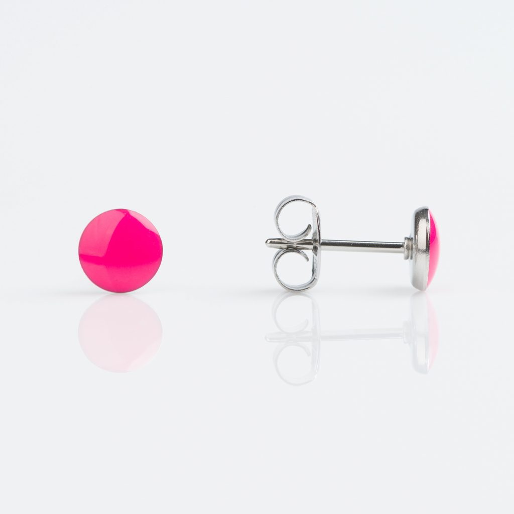Tiny Tips Stainless 5mm Novelty Neon Hot Pink Button